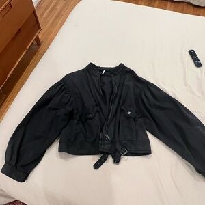 Free People Black Bomber Jacket